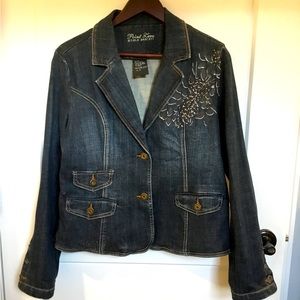 Point Zero Nicole Benisti Embellished Blue Denim Jacket Size XL